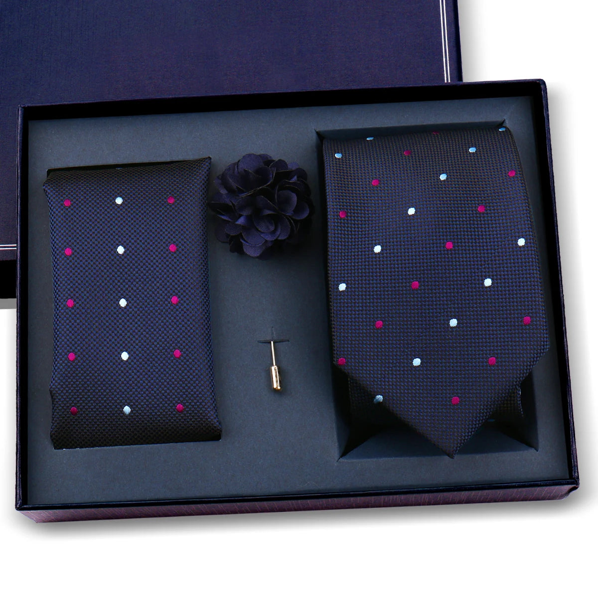 Luxury Men’s Paisley Necktie Gift Set. Silk Tie, Pocket Square, Cufflinks & Gift Box for Weddings & Business