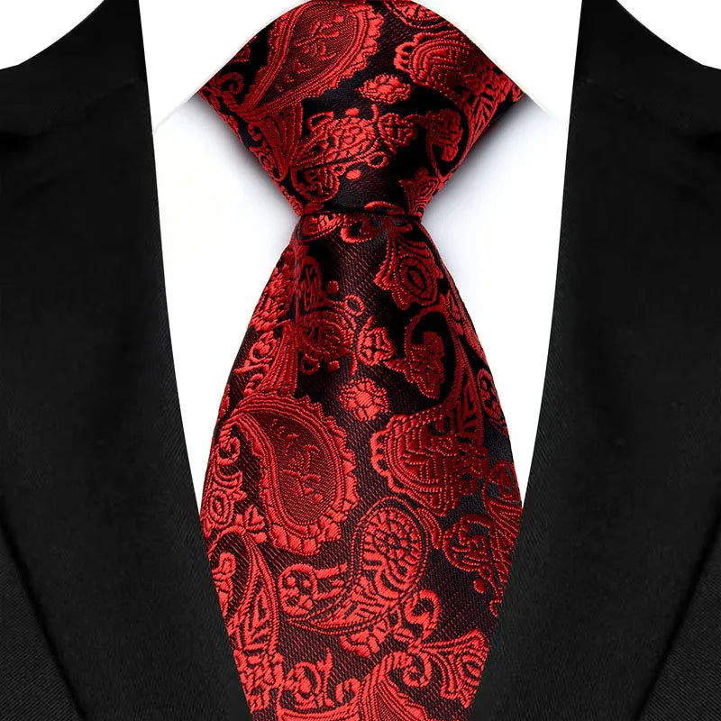 Luxury Red Paisley Men’s Tie. Classic Business and Wedding Necktie
