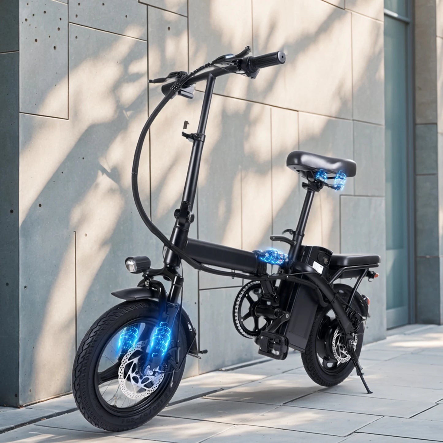 Portable Electric Bike for Adults - 14 Inch Foldable Design, Dual Disc Brakes, Top Speed 20 MPH, Perfect for City Travel