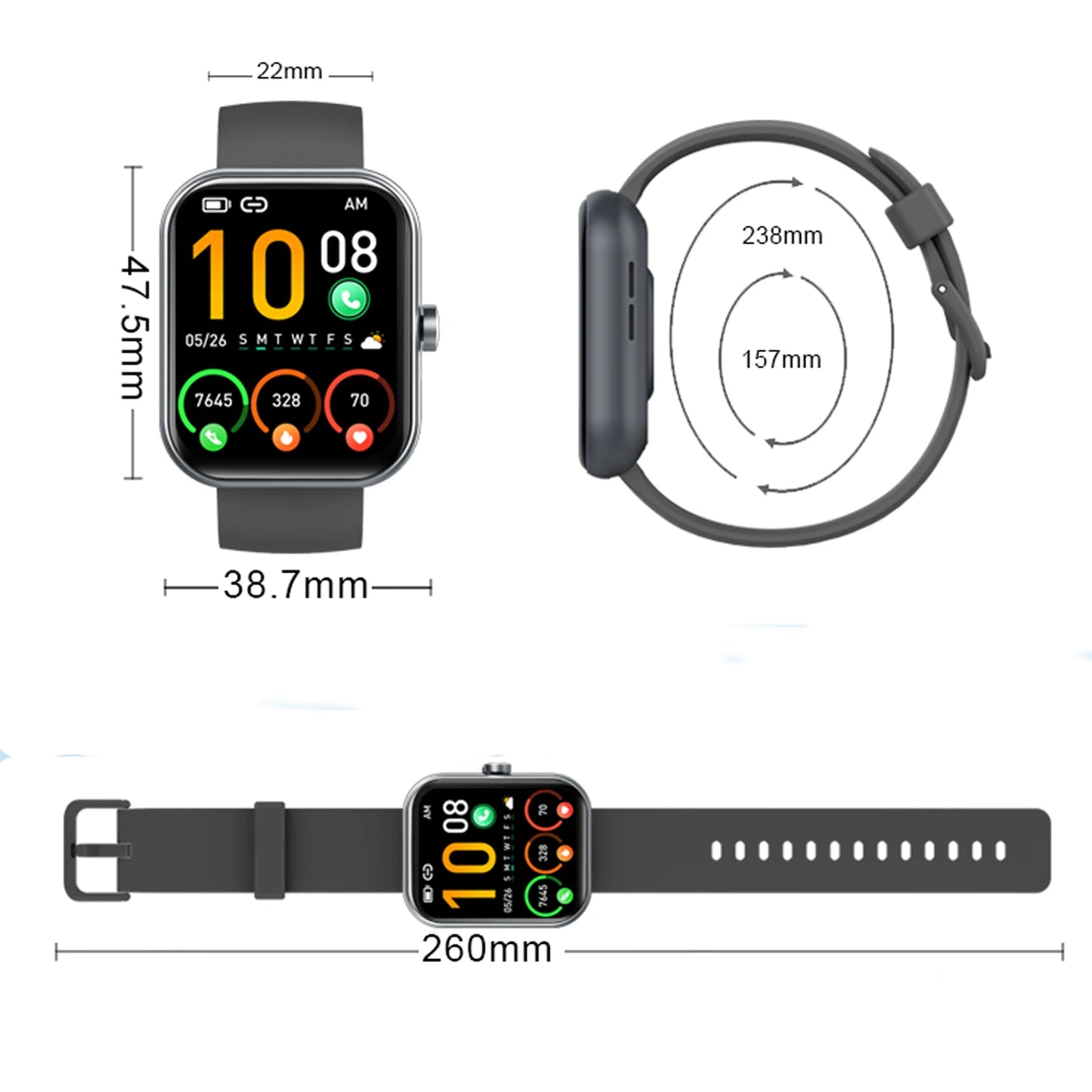 Multi-Function Smart Watch with Fitness Tracking & Bluetooth Connectivity