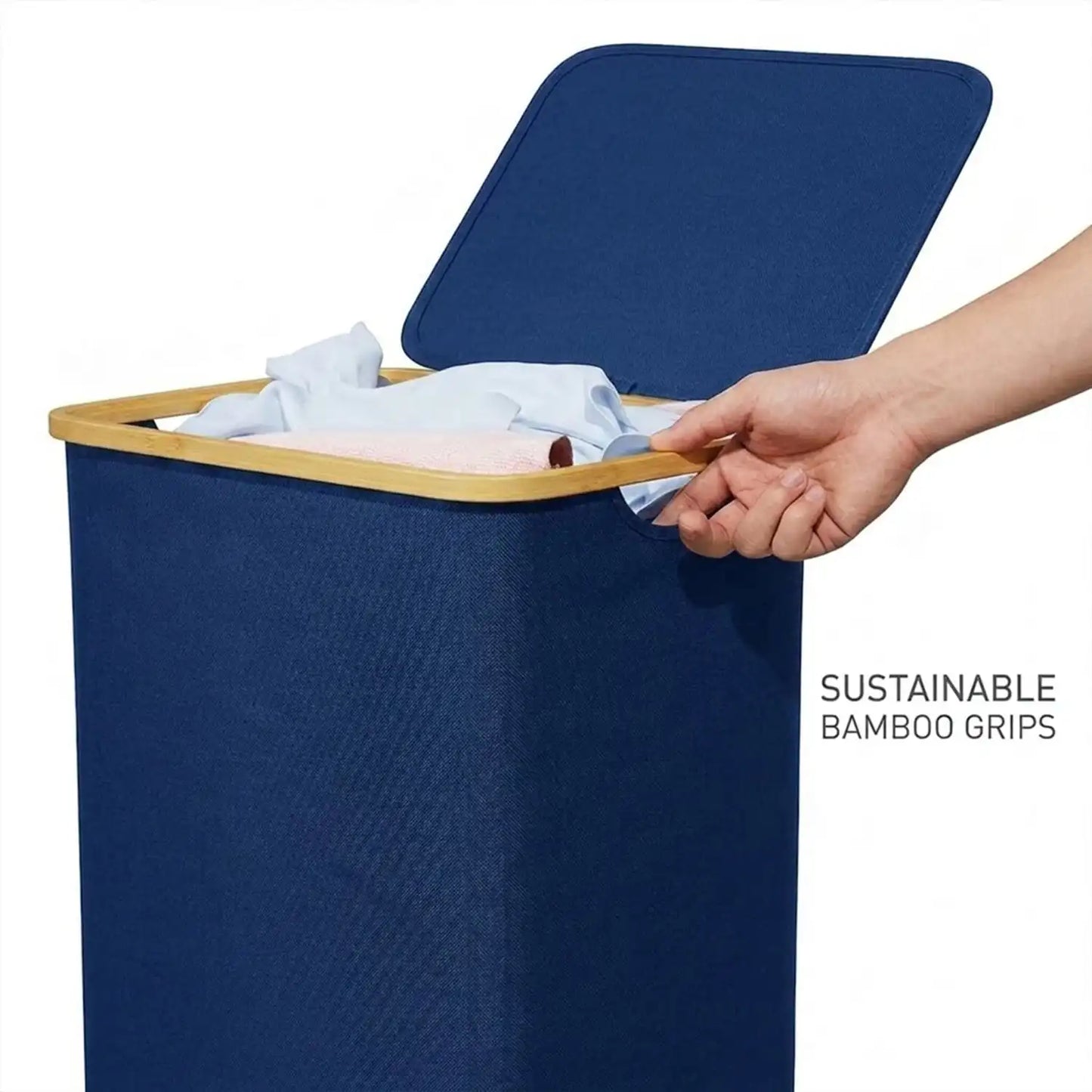 110L Large Capacity Laundry Hamper with Lid & Handles.  Collapsible Oxford Fabric Basket