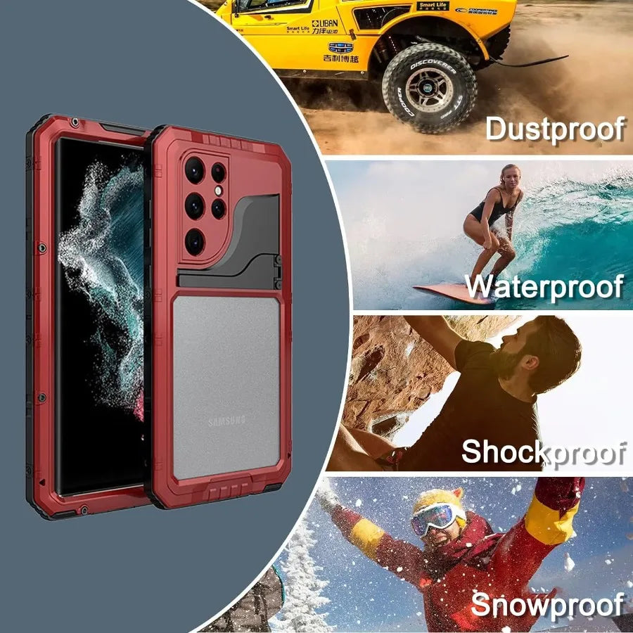 IP68 Waterproof Heavy Duty Metal Phone Case for Samsung Galaxy S24 S23 S22 Ultra Plus