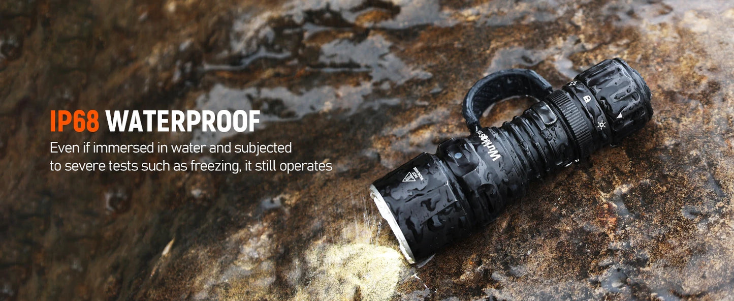 Wurkkos TD07 Tactical Flashlight .1300 Lumens, 479M Long Range, IP68 Waterproof  Description: