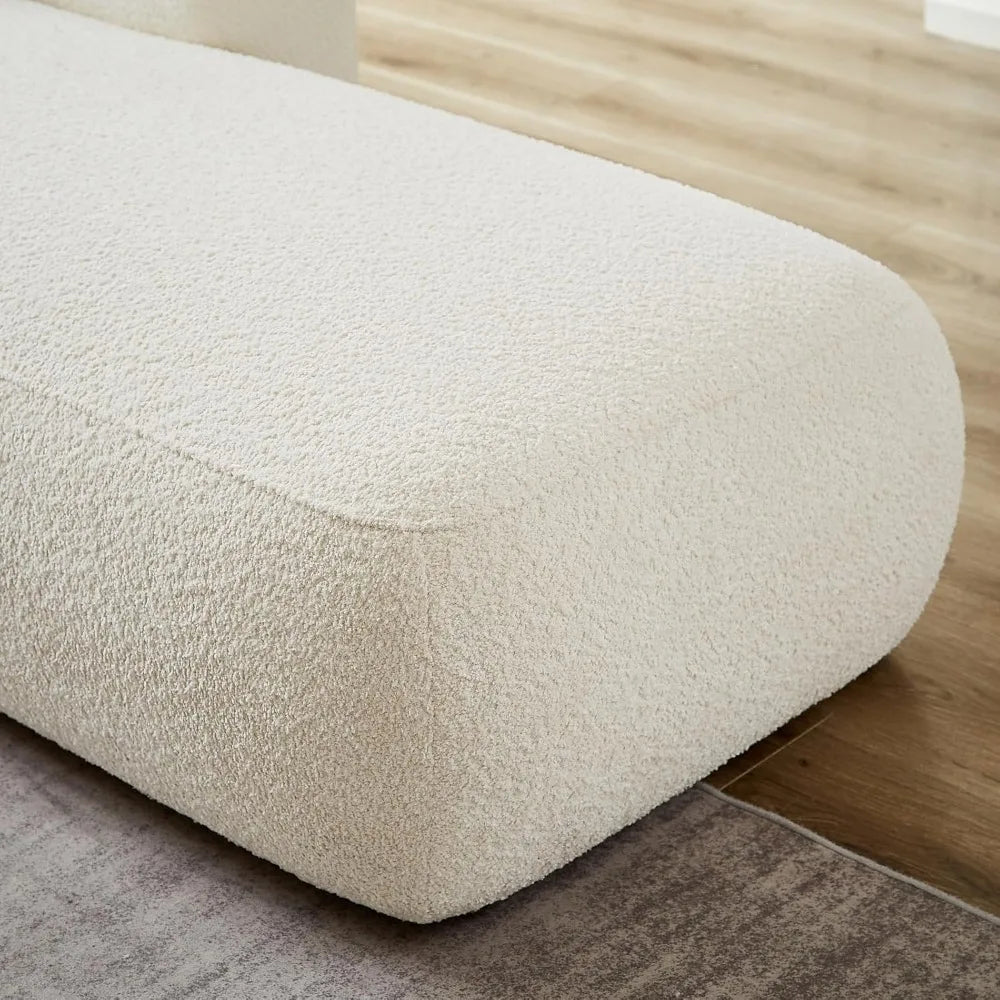 Upholstered Chaise Lounge Indoor for Living Room Bedroom Office Chaise Lounge Sofa：Boucle Fabric Modern Leisure Sofa Recliner Ch