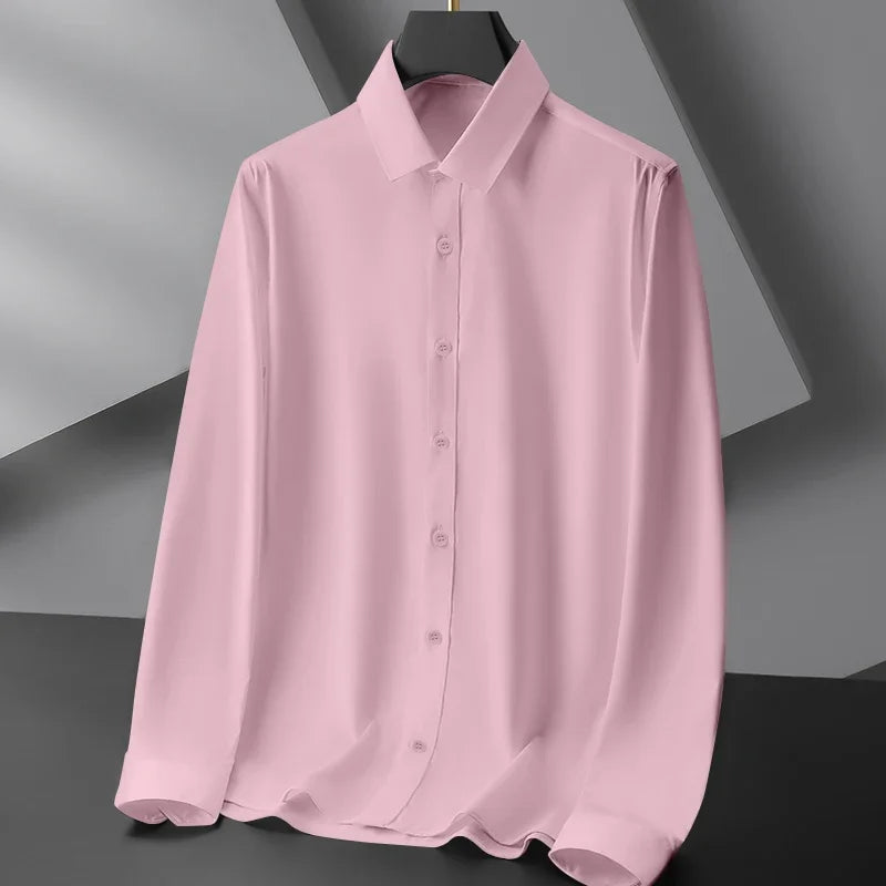 Men’s Business Casual Long Sleeve Shirt.  Wrinkle Resistant Solid Color Button Down
