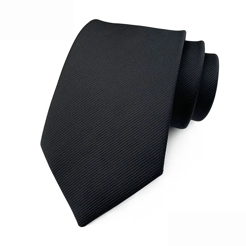 Luxury 8CM Men’s Black Striped Necktie | Classic Business & Formal Tie for Weddings, Office & Special Occasions