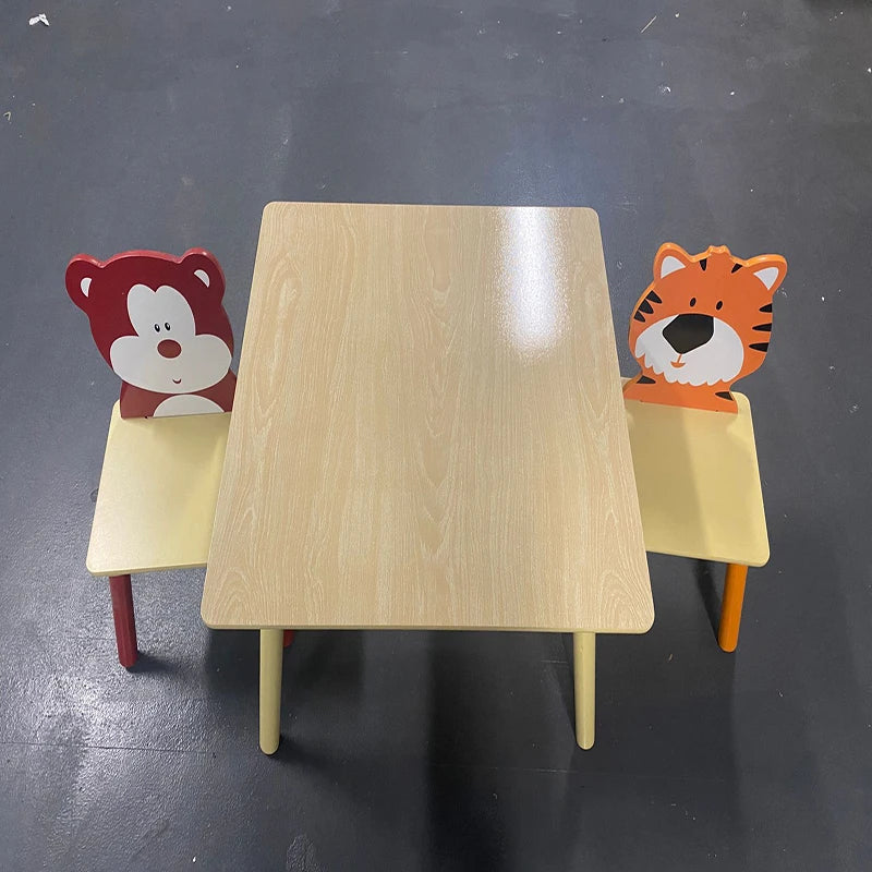 Kids Wooden Table & 2 Chair Set. Montessori Activity Table for Learning, Crafts & Play