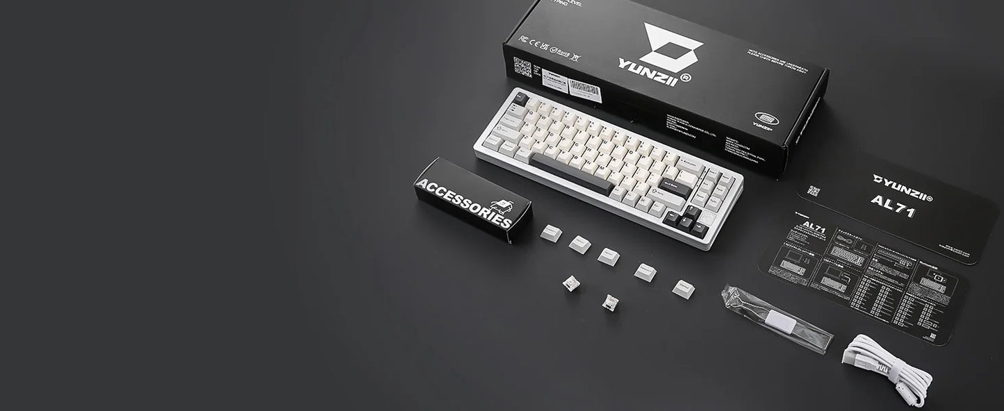 YUNZII AL71 Aluminum Mechanical Gaming Keyboard, Hot Swappable Gasket Custom RGB Wireless Keyboard, 71 Key Full CNC Study Keeb