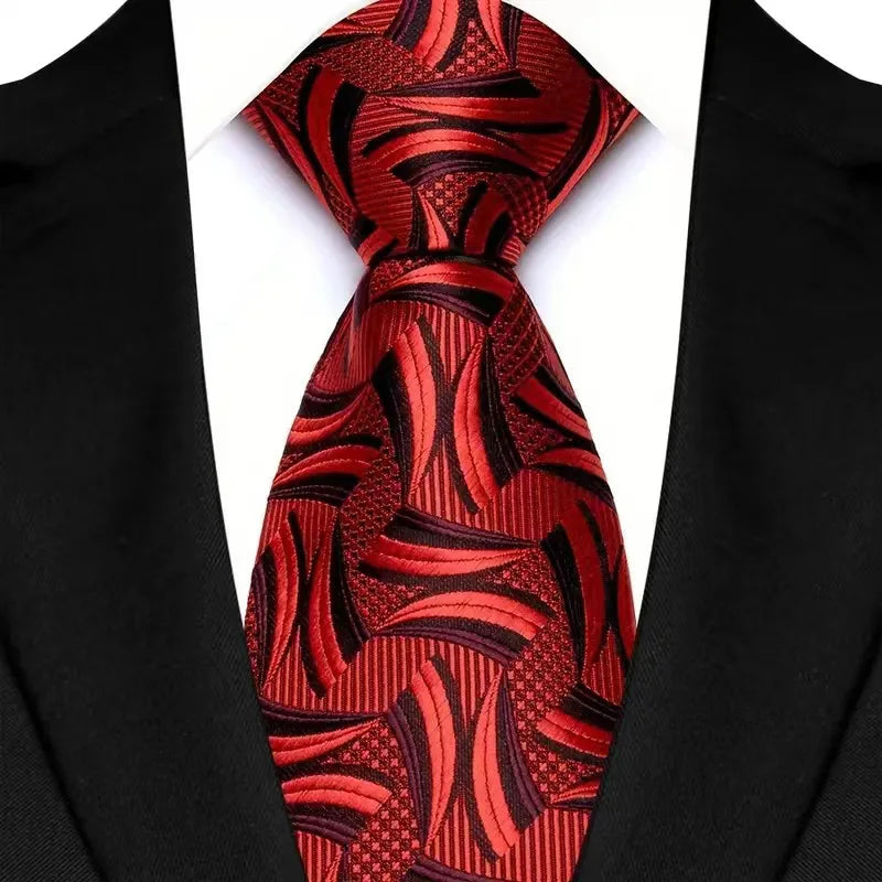 Luxury Red Paisley Men’s Tie. Classic Business and Wedding Necktie