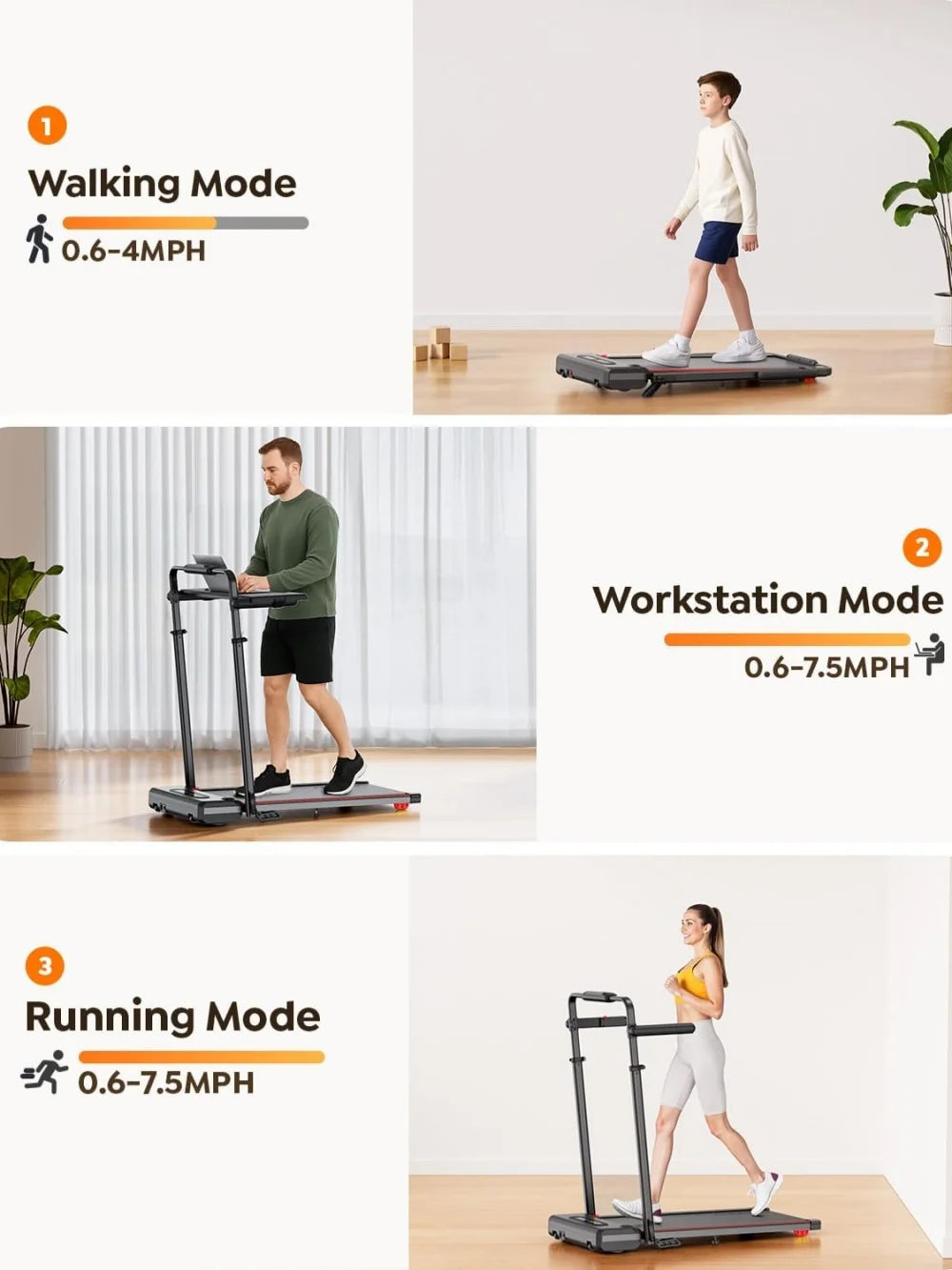 Foldable Walking Pad Treadmill. Compact Home Fitness Running Machine with Quiet Motor