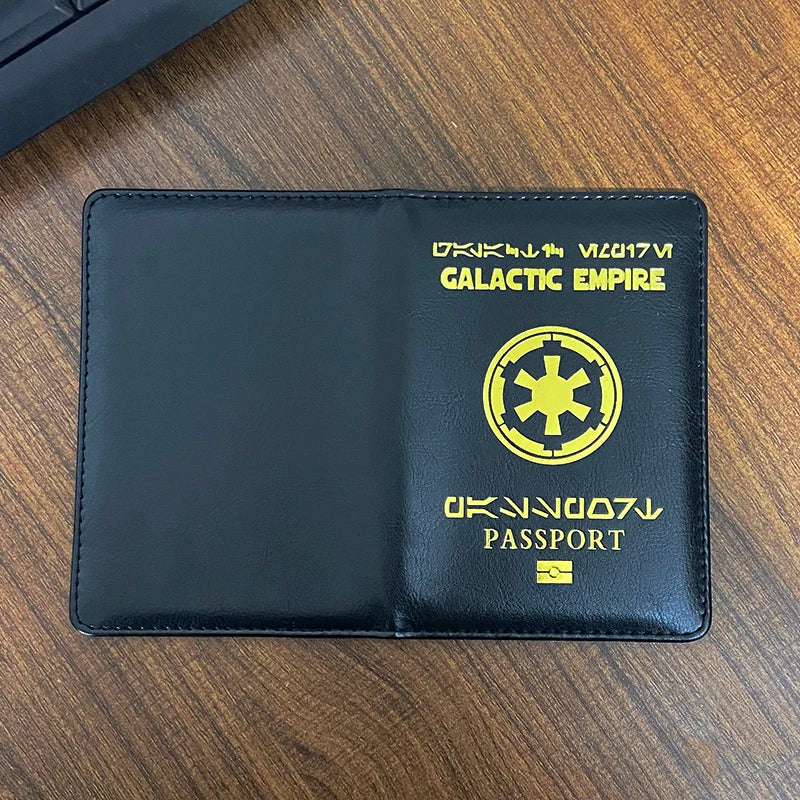 New Logo Galactic Empire Passport Cover Black Pu Leather Covers for Passports Travel Wallet Document Organizer Passport Holder
