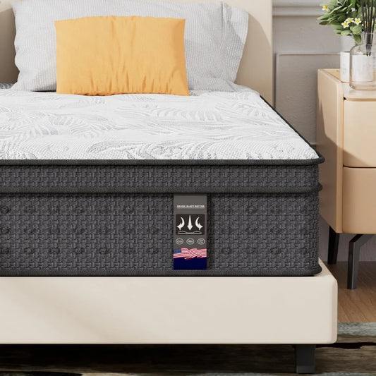 California King Mattress, 14 Inch Hybrid Cal King Size Mattress in a Box with Gel Memory Foam, Upgraded Strengthen Pocket Spring