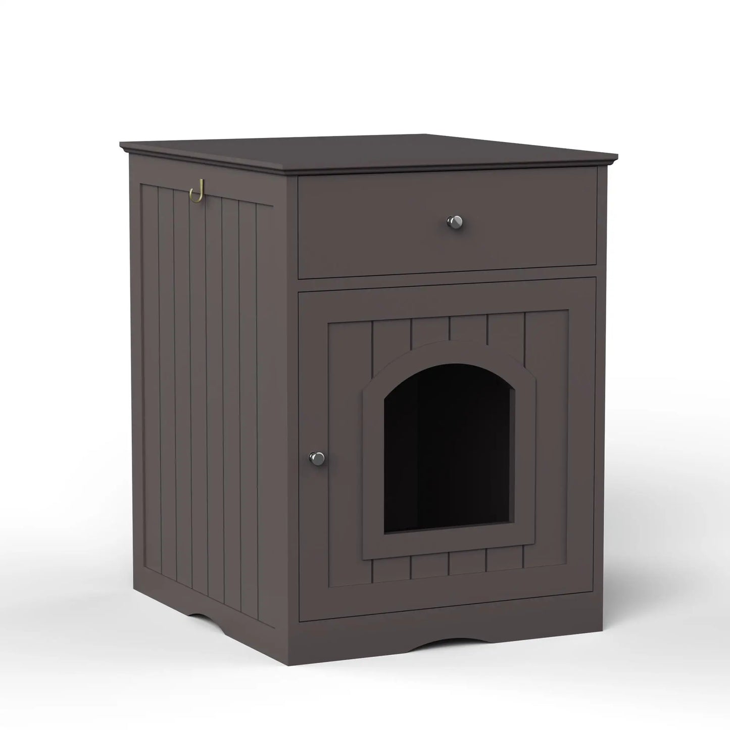 Wooden Cat Litter Box Enclosure with Drawer - Indoor Pet House & Side Table Nightstand (Brown) for Cats