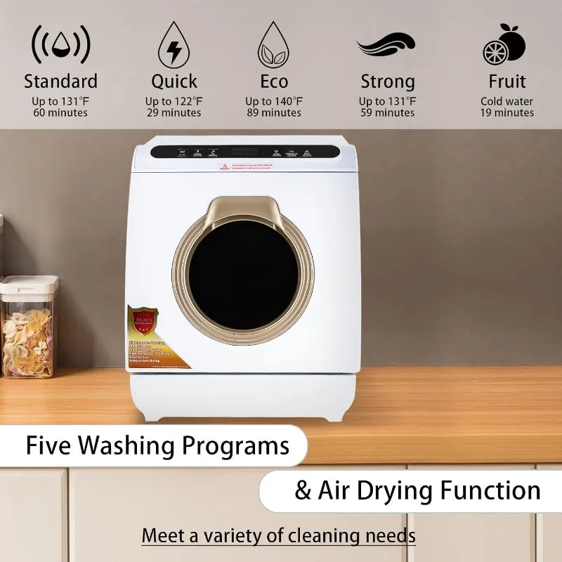 3-In-1 Portable Mini Dishwasher Countertop with 7L Built-in Water Tank for Apartments& RVs, 360° Spray, 161℉ High-Temp& Air-Dry