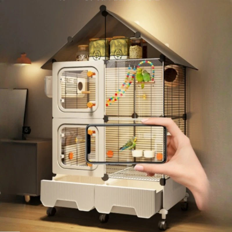 60-Inch Wrought Iron Bird Cage with Detachable Rolling Stand
