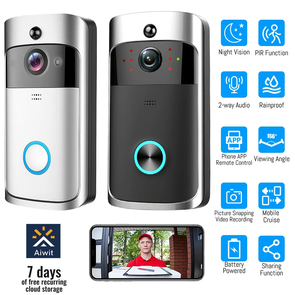 Smart WiFi Video Doorbell IP65 Waterproof Night Vision