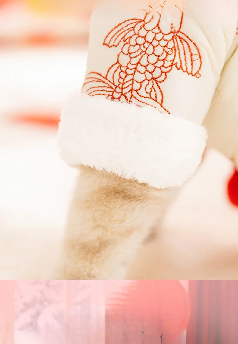 New Year Dog Dragon Robe Costume Warm Cat Cheongsam Winter Pet Vest of The Tang Dynasty Christmas Coat for Cat Teddy Bichon Dogs