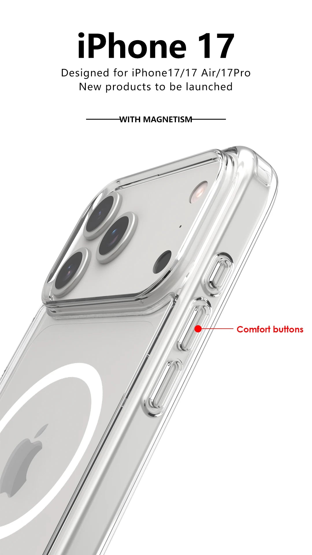 Clear Magnetic Shockproof Phone Case with Wireless Charging Compatibility