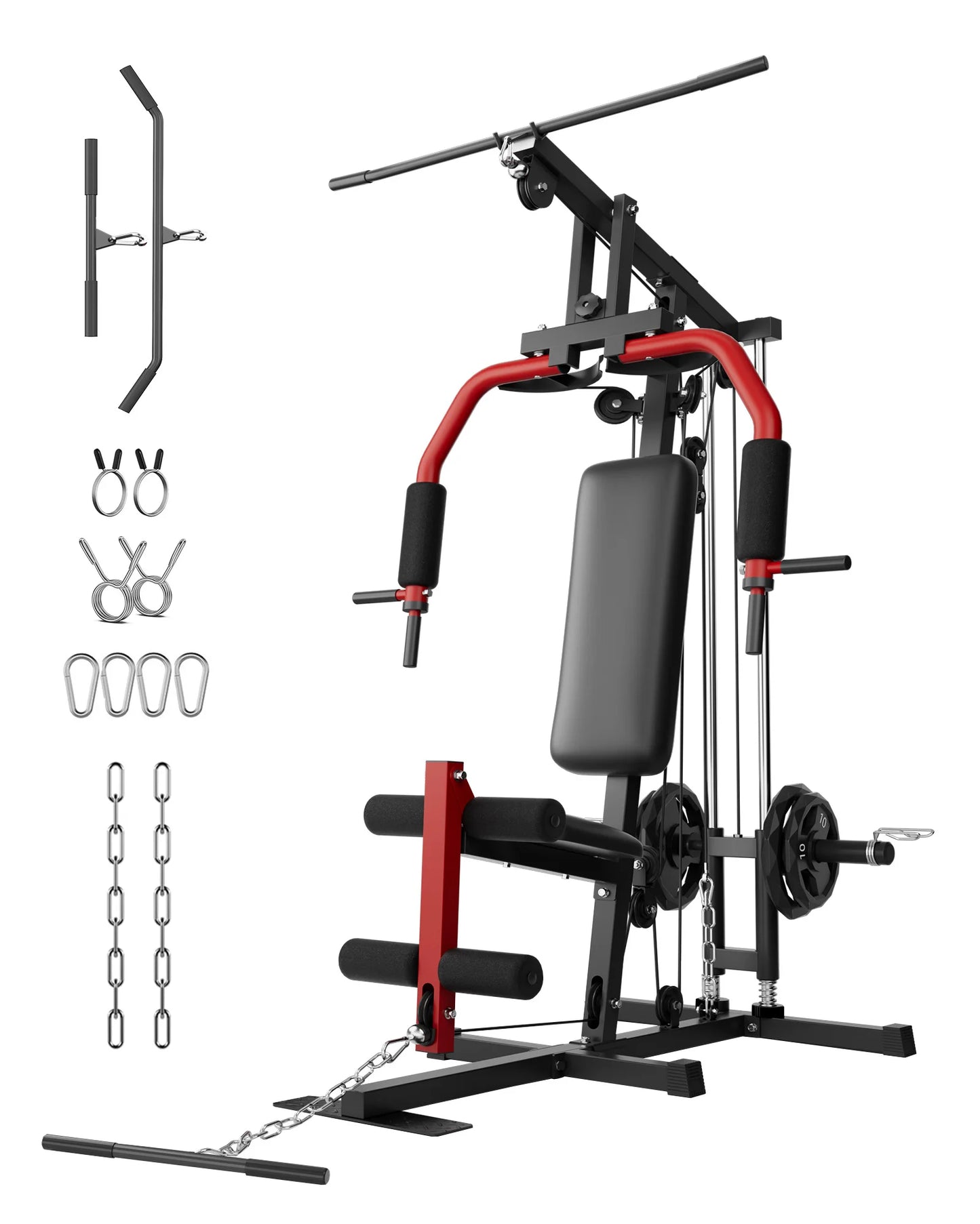 5-in-1 Multifunctional Home Gym Equipment Full Body Workout Machine with Lat Pulldown and Strength Training Station