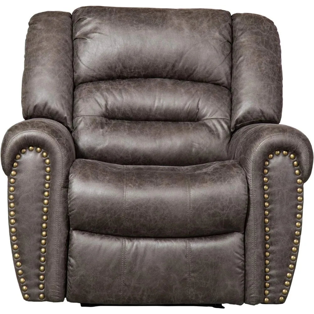 Electric Recliner Chair W/Breathable Bonded Leather, Classic Single Sofa Home Theater Recliner Seating W/USB Port (Smoky Gray)