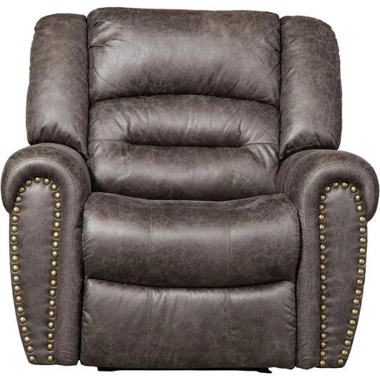 Electric Recliner Chair W/Breathable Bonded Leather, Classic Single Sofa Home Theater Recliner Seating W/USB Port (Smoky Gray)