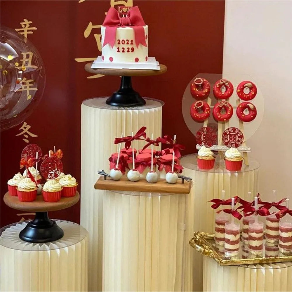 Paper Folding Cylinder Display Rack – Elegant Dessert, Cupcake & Party Favor Display Stand for Weddings, Birthdays & Special Events