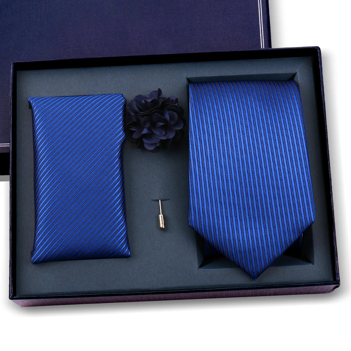 Luxury Men’s Paisley Necktie Gift Set. Silk Tie, Pocket Square, Cufflinks & Gift Box for Weddings & Business