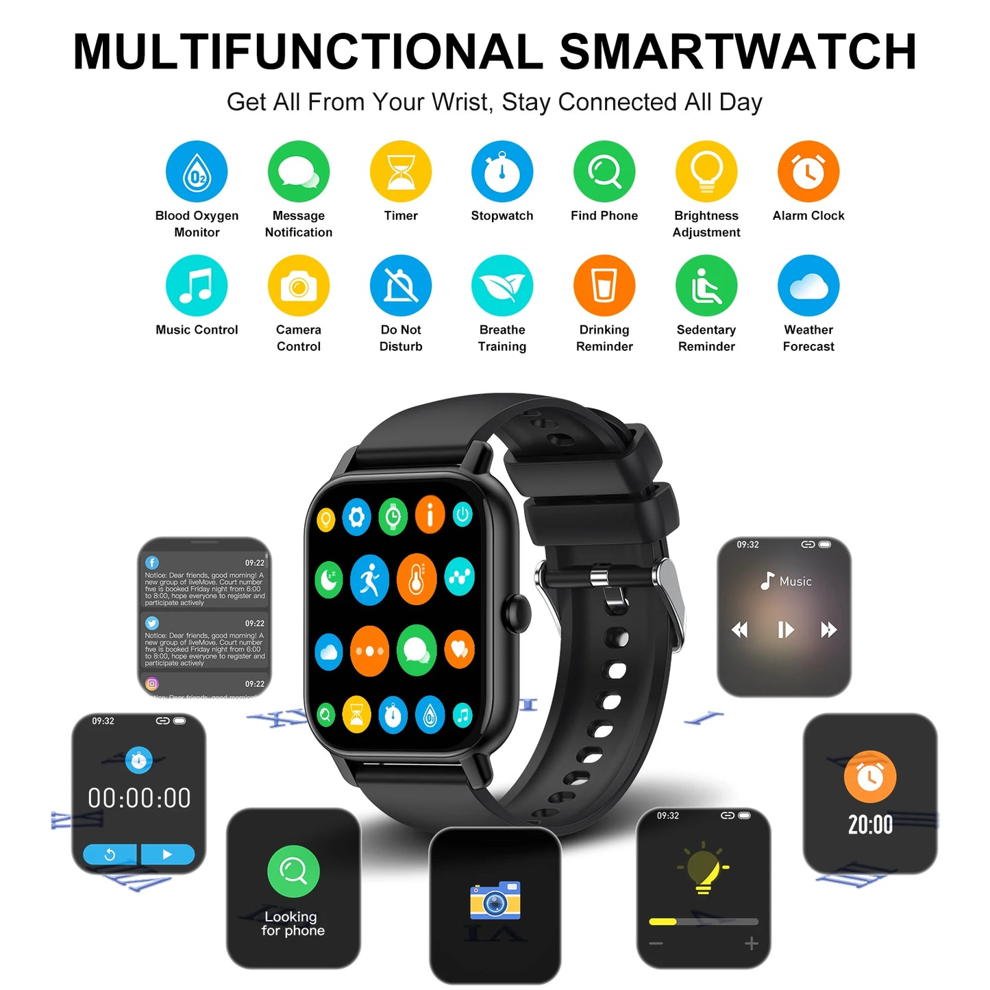 Premium Bluetooth Smart Watch with Fitness Tracker, Calls & Health Monitoring