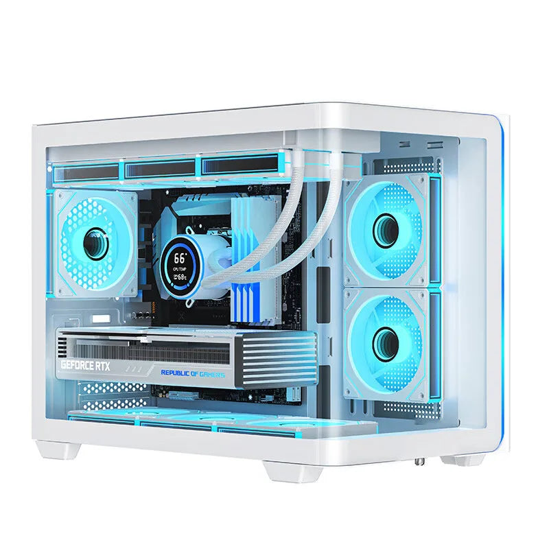 Yeah Magic BIFROST PC Case Sea View Room Gaming Computer Desktop M-ATX ITX Motherboard Double-Sided Tempered Glass Gamer FANS*3