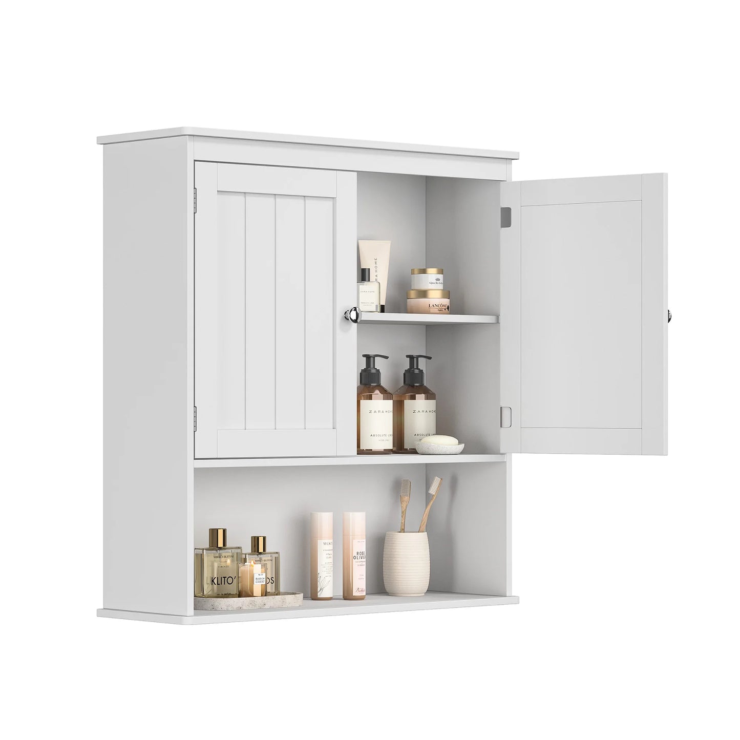 Bathroom Cabinet, Wall Mounted Storage Cabinet, Over Toilet Storage Cabinet with 2 Doors and Adjustable Shelf,White Wall Cabinet