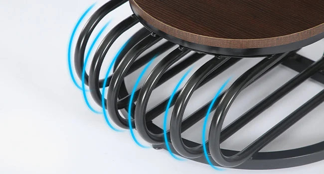 Round End Side Table: Side Table with 2 Tiers Storage Shelves, Small Bedside Table Accent Table with Arc-Shaped Frame