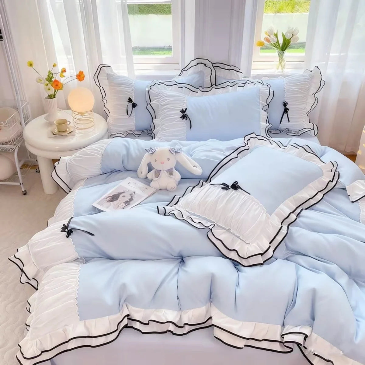 Ruffled Textured Comforter Set. Elegant Soft Bedding