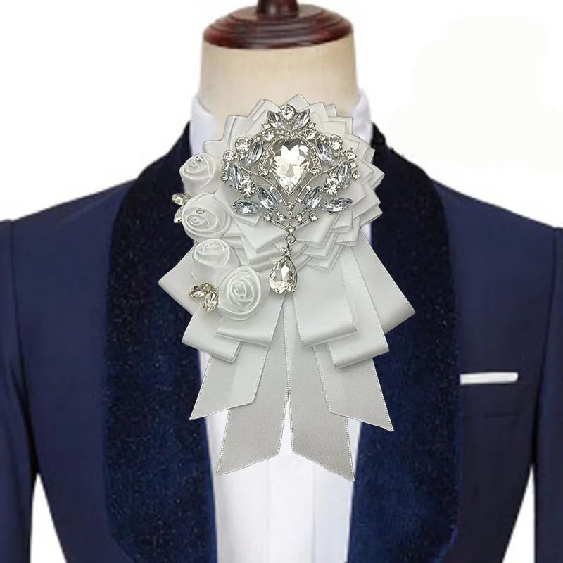 Luxury Handmade Jeweled Men’s Bow Tie | Premium Crystal Brooch Formal Wedding & Business Bow Tie