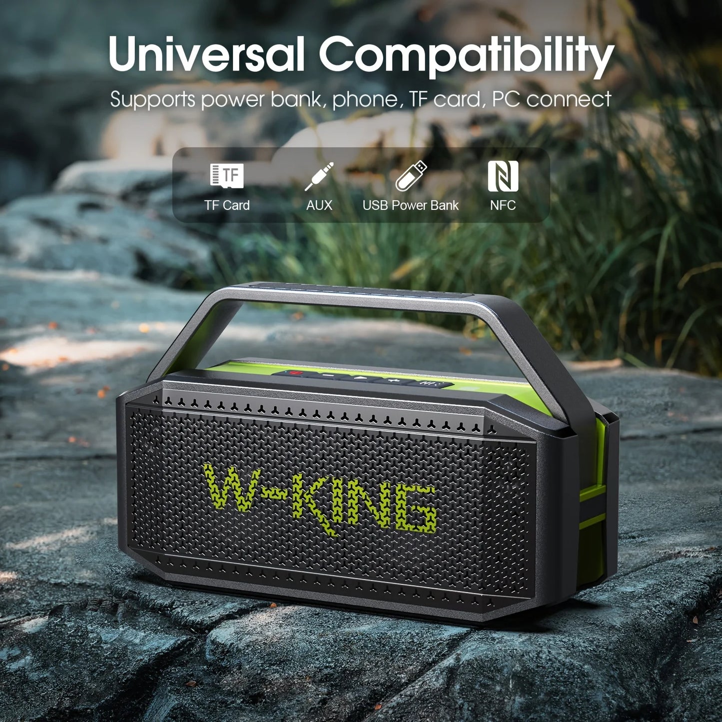 W-KING (100W Peak) 60W Portable Loud Bluetooth Speakers with Subwoofer, Outdoor Speaker Bluetooth Wireless Waterproof Speaker