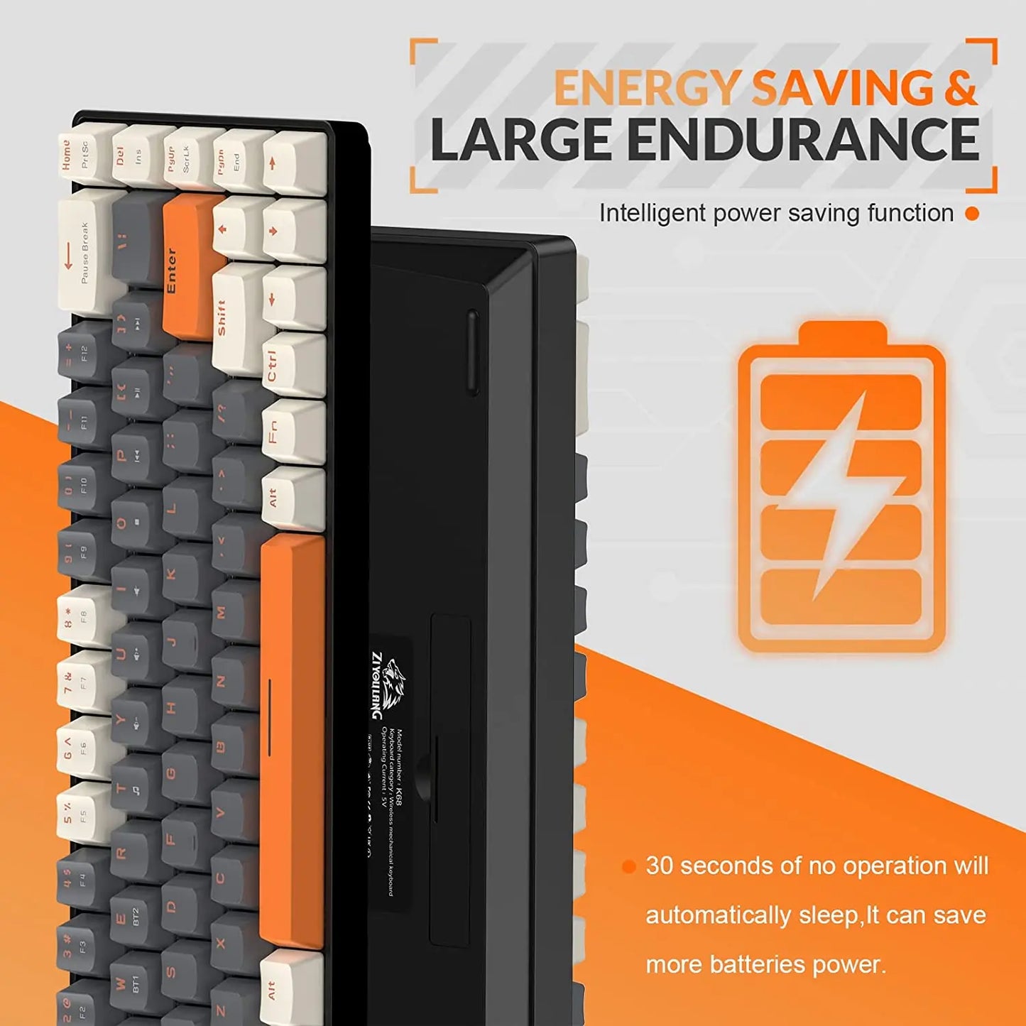 RK68 Wireless Mechanical Gaming Keyboard .Bluetooth 5.0 & Dual Mode Connectivity    Description: