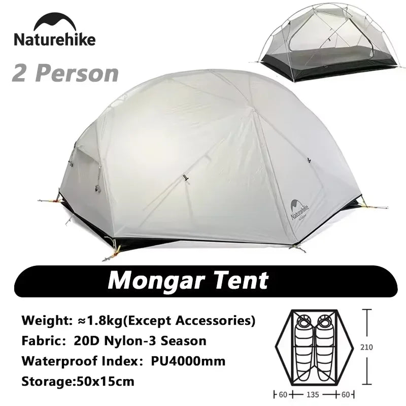 Naturehike Mongar 2-Person Ultralight Waterproof Backpacking Tent