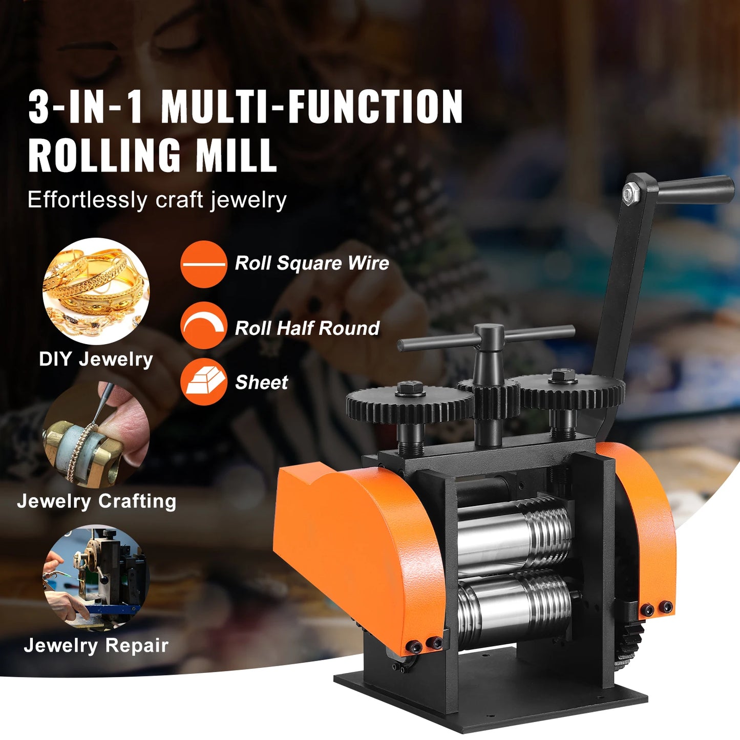 3-in-1 Jewelry Rolling Mill Machine 45/57/75/76mm for Metal Forming