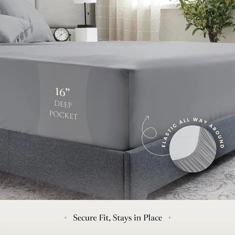Luxury Queen 6 Piece Sheet Set With Elastic Wrinkle Free