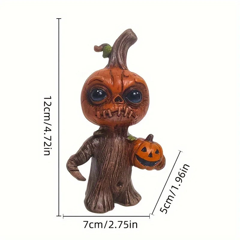 Halloween Pumpkin Tree Stump Figurine. Resin Jack-O’-Lantern Character Statue for Spooky Fall & Halloween Home Décor