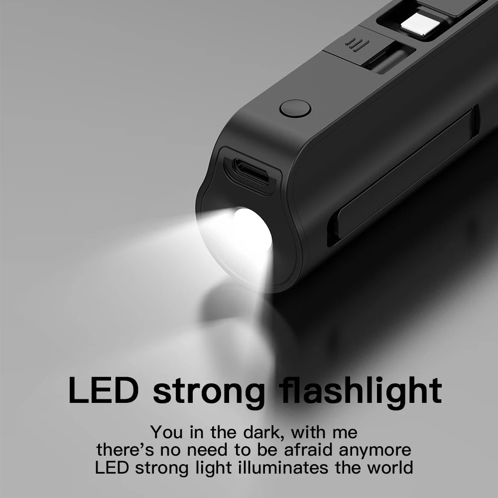 Mini 5000mAh Portable Power Bank with Built-In Charging Cable, LED Display & Dual Output Fast Charger