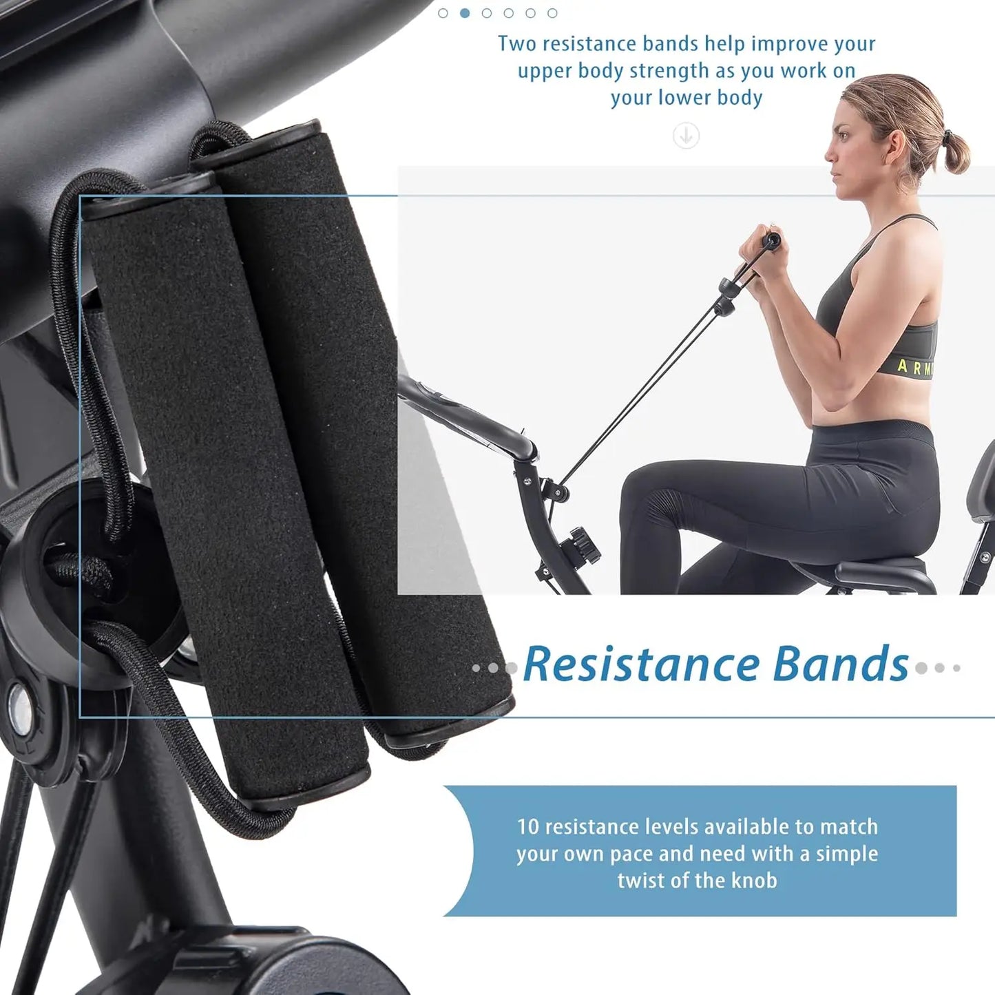 Exercise Bike Folding Exercise Bike Indoor Upright Recumbent Fitness Cycling Bike Magnetic X-Bike with 16-Level Adjustable Resis