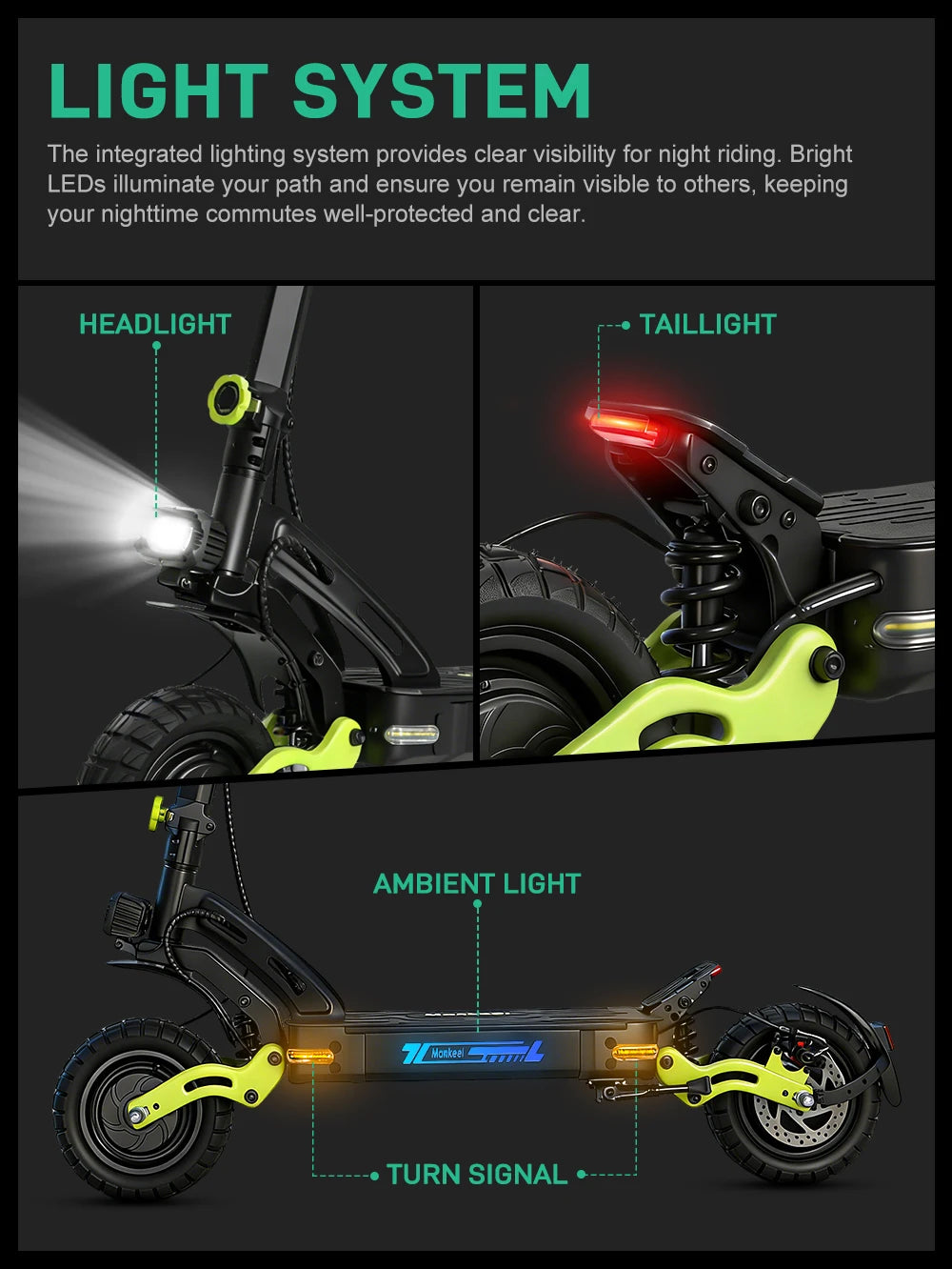 1200W Dual Motor Electric Scooter. 60V 21Ah Long-Range High Performance E-Scooter with Dual Suspension
