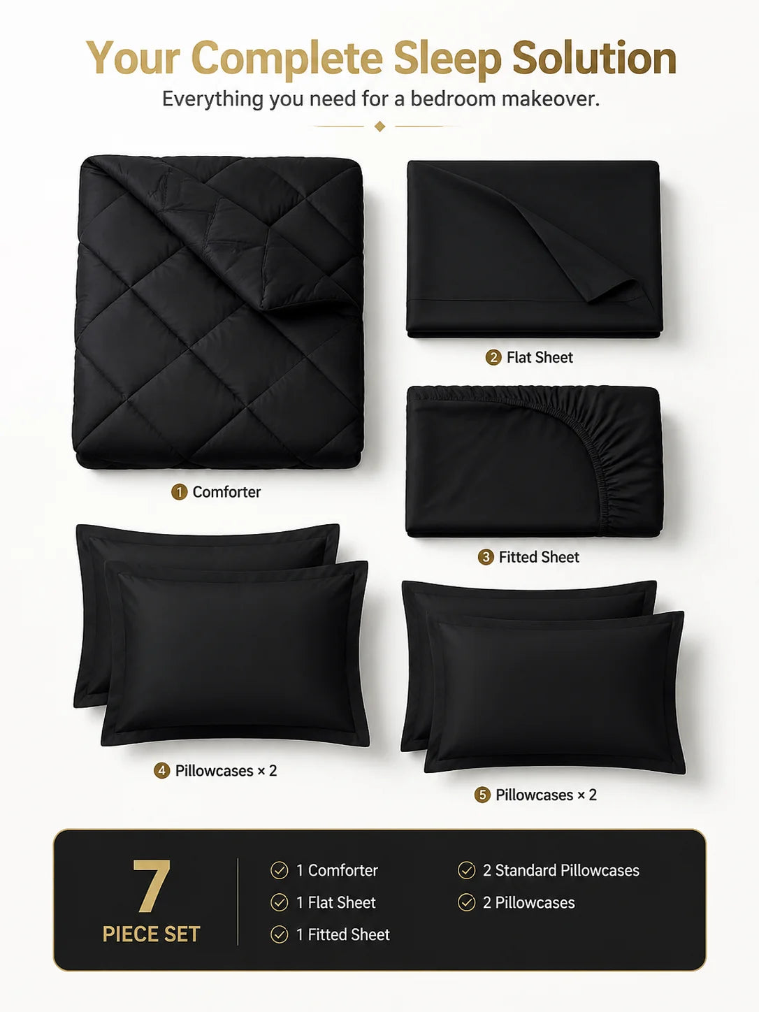 Luxury 5 Piece / 7 Piece Comforter Bedding Set.  Soft Modern Home Décor Collection