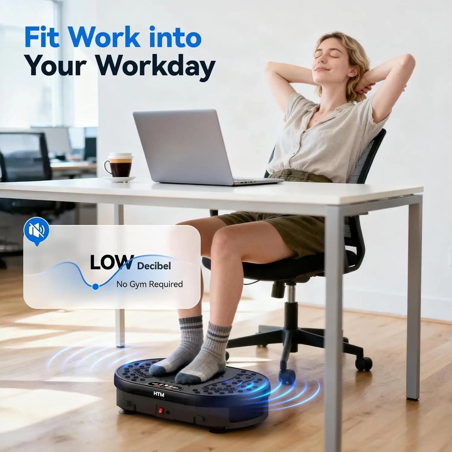 Magnetic Vibration Plate Exercise Machine. 120 Level Full Body Fitness Trainer with Resistance Bands