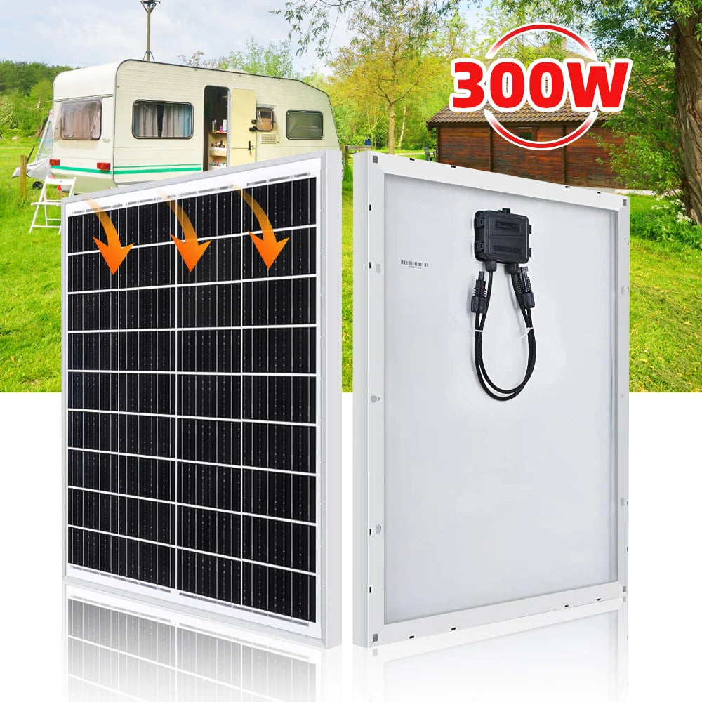 300W Flexible Solar Panel with Durable Aluminum Frame Monocrystalline Silicon Waterproof Solar Panel For Home Farm Boat Camping