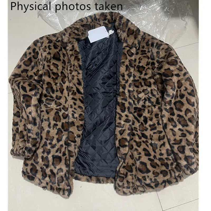 Women's Leopard Print Puffer Jacket – Warm Quilted Winter Coat with Stand Collar