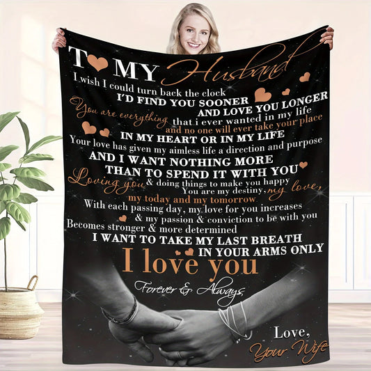 To My Husband Romantic Cozy Flannel Throw Blanket Gift