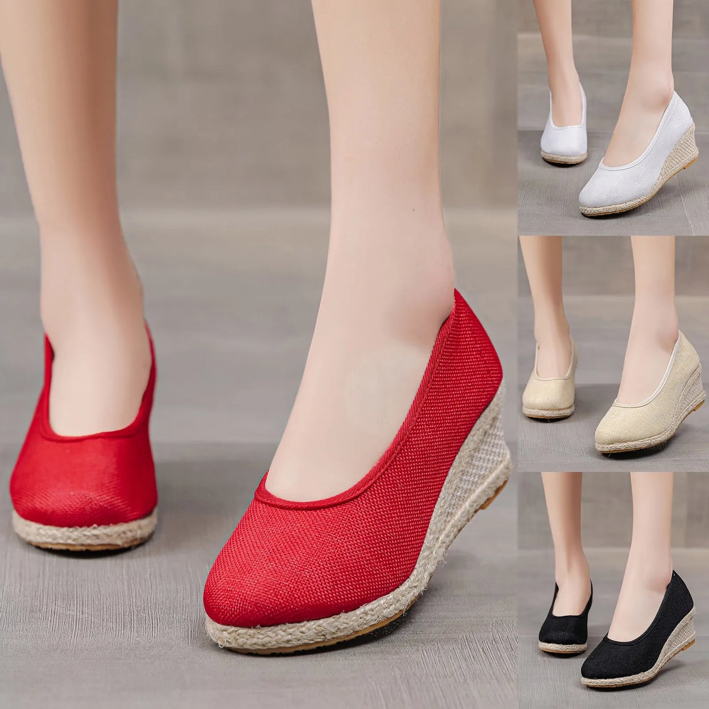 Wedges Woman Spring Summer Espadrilles Women Casual Slip-On Loafers Heeled Shoes Comfort Shallow Pumps Footwear Zapatos Mujer