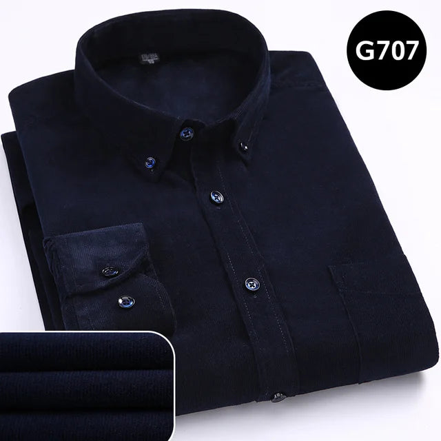 Men’s Oversized Corduroy Long Sleeve Shirt.  Casual Relaxed Fit Button Up