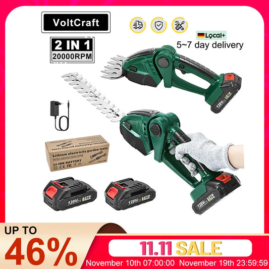 2 in 1 Electric Hedge Trimmer 20000rpm Lawn Mower Garden Shrub Pruning Hedge Pruner Scissors Power Tool For Makita 18V Battery